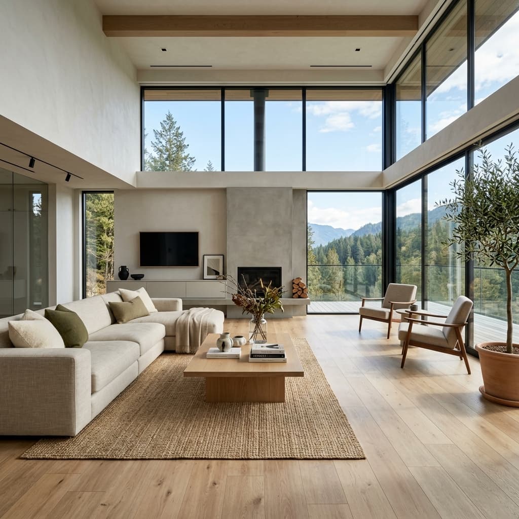 Beautiful SPC flooring in modern living room